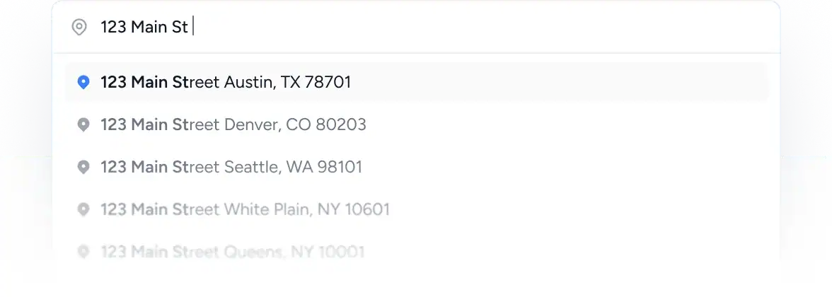 Checkout Builder Address autocomplete dropdown suggestions in a checkout form