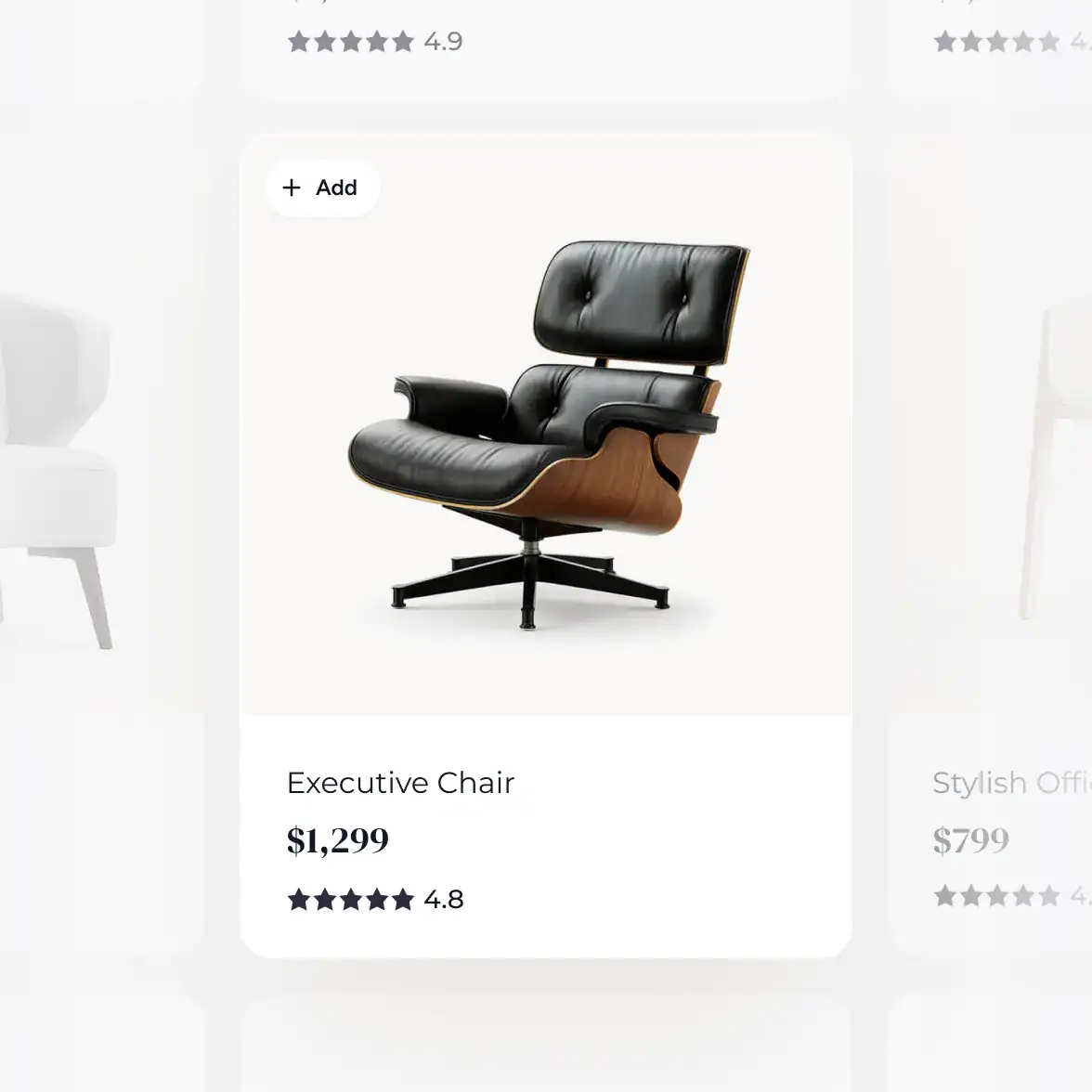 Online store Screenshot of a SureCart product catalog showing product cards with images, prices, and star ratings