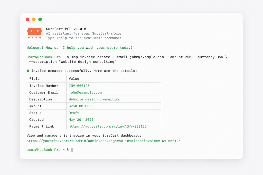 SureCart MCP Invoice Released 2026 1024x683