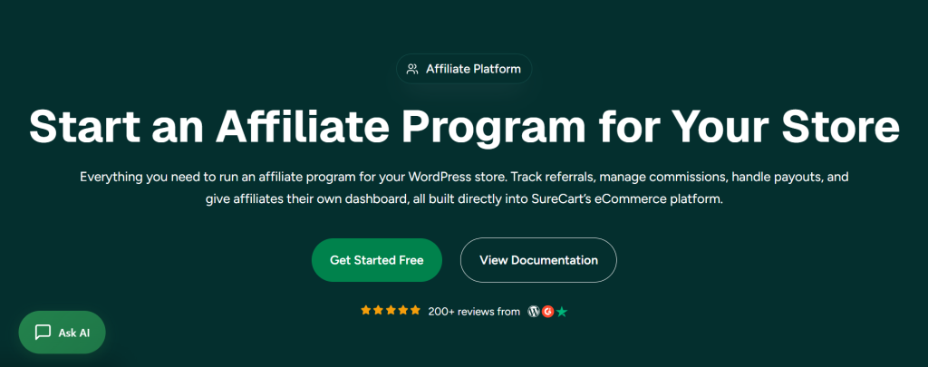 surecart ecommerce plugin with built-in affiliate platform