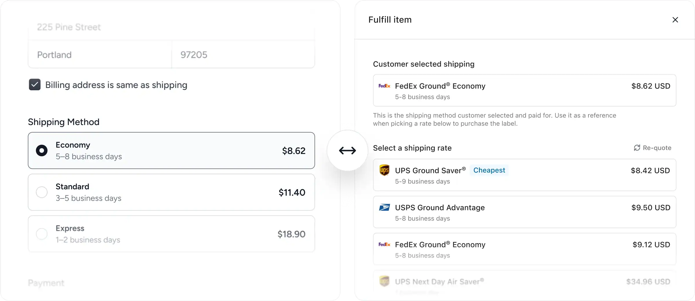 Shipping & Fulfillment Compare Checkout And Fulfillment Rates
