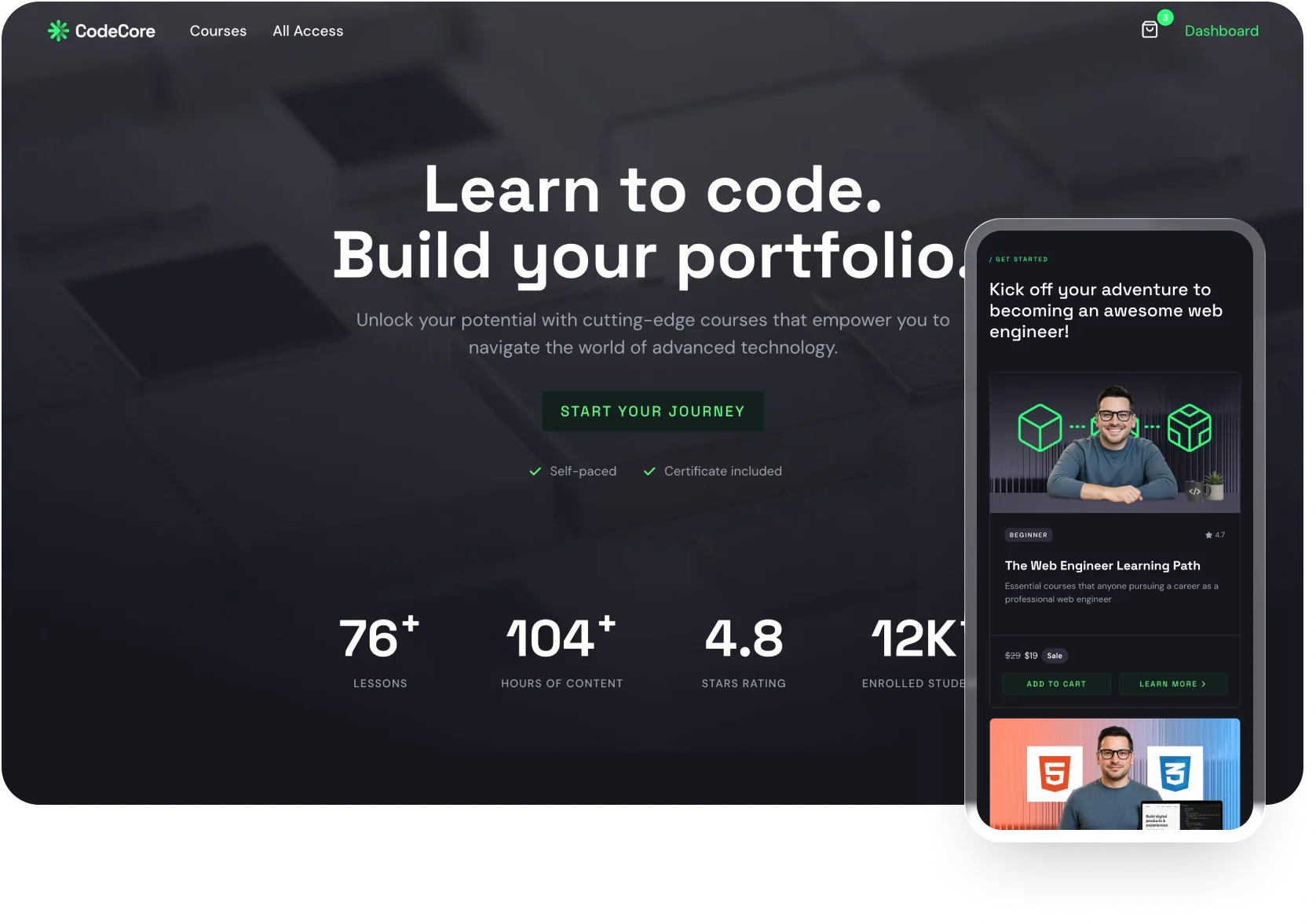 SureCart course and membership site template with recurring billing