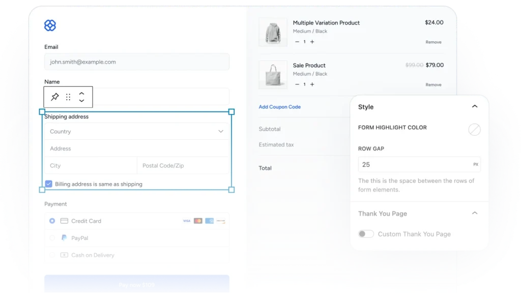 SureCart checkout blocks in the WordPress block editor, Elementor and Bricks