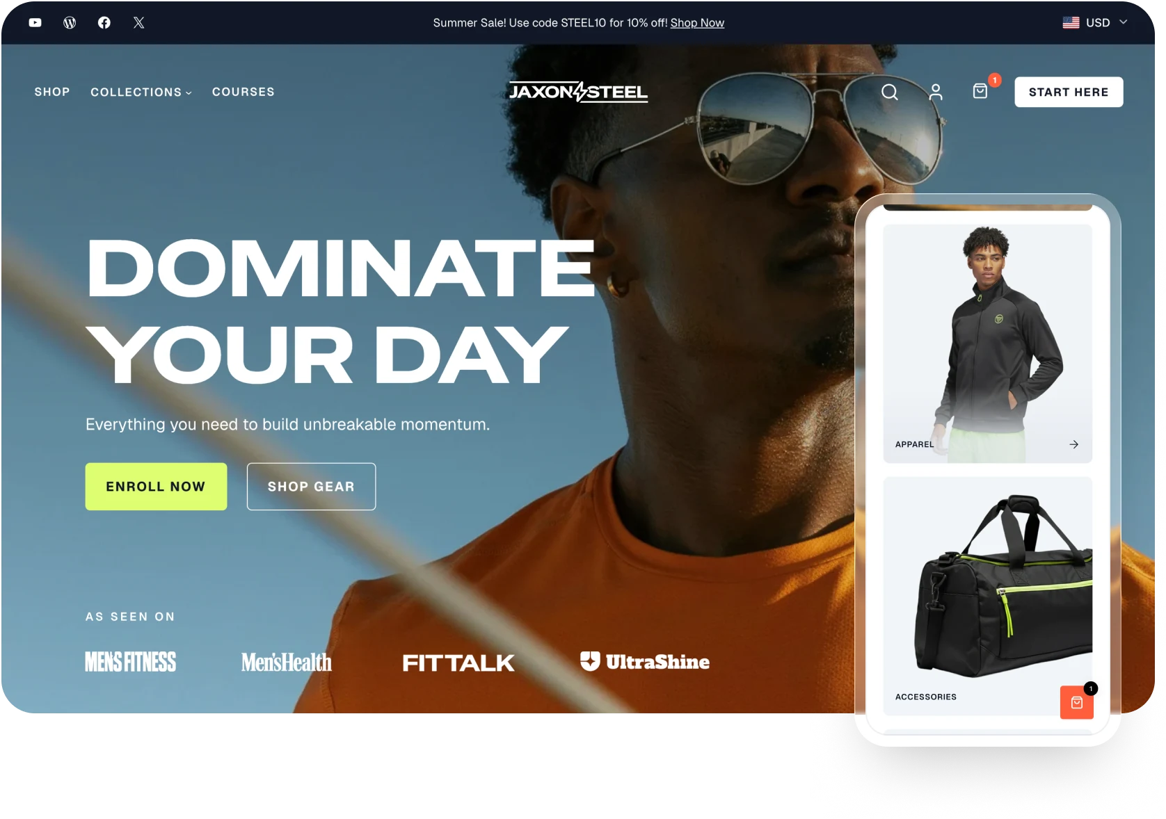 SureCart physical products store template with shipping and inventory