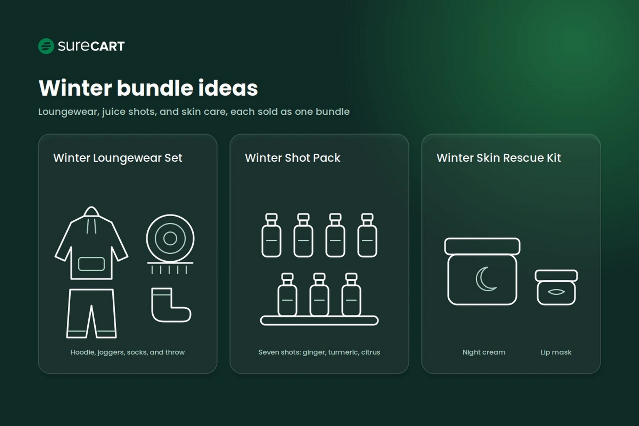 Winter loungewear set with a throw blanket, juice shots, and a skin care kit